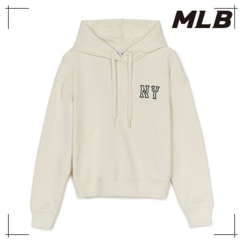 MLB公式正規品 フードトレーナー Womens Cooper Small Logo Cropped Hoodie NY (Mg. Cream)