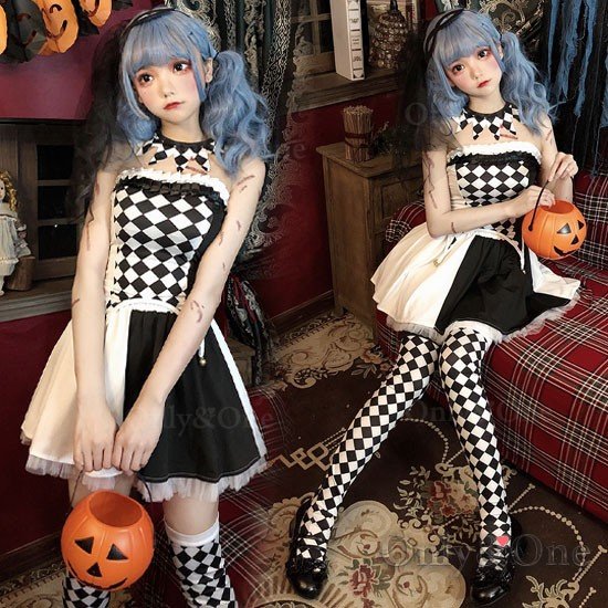 25ピエロ コスプレ ジョーカー ハロウィン ドレス