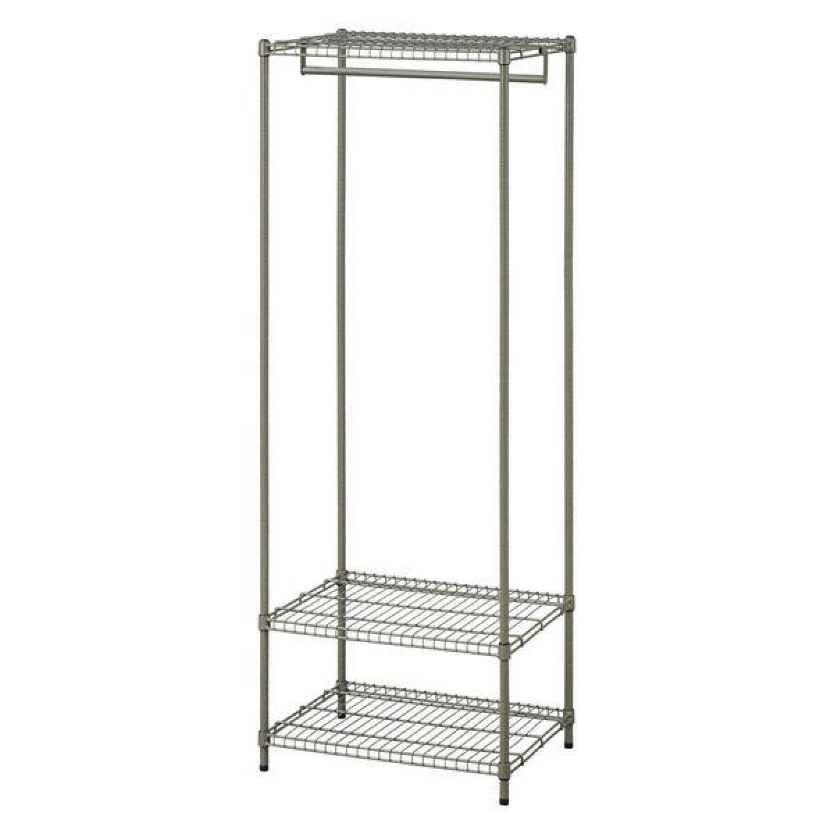 アイリスオーヤマ カラースチールシェルフ ワードローブ 小 SEC-590W カーキ 幅59cm 収納 ラック おしゃれ ハンガーラック オープンラック