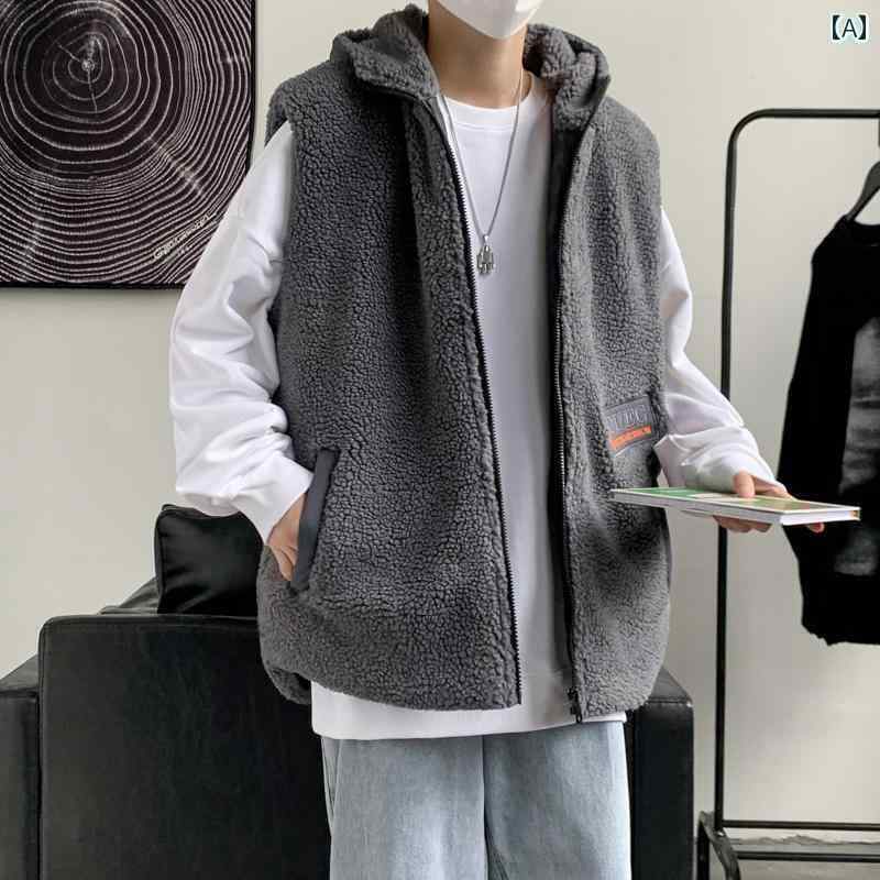 ボアベスト メンズ フード 羊毛 冬 暖かい 毛玉 りにくい 厚手 カジュアル 大きめサイズ 黒 茶 グレー