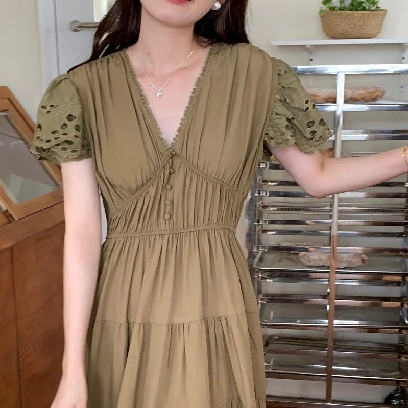 2color レディース ワンピース ロングワンピース マキシ丈ワンピース マキシ丈 膝下 レース