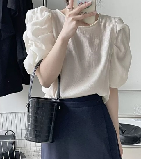 トップス デート モテアイテム シャツ ブラウス ボリューム袖 萌袖 シフォン 可愛い きれいめ 上品 おしゃれ かっこいい 可愛い ラブリー キュート ガーリー クール モード系 セクシー