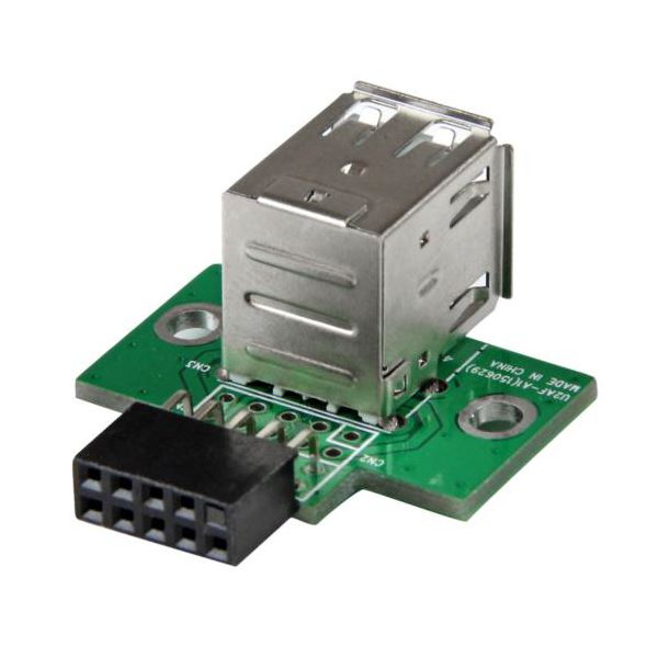 （まとめ） StarTech.com マザーボードピンヘッダー接続USB 2ポート増設変換アダプタ USB A（メス）×2-IDC10ピン（メス） USBMBADAPT2 1個 (×3セット