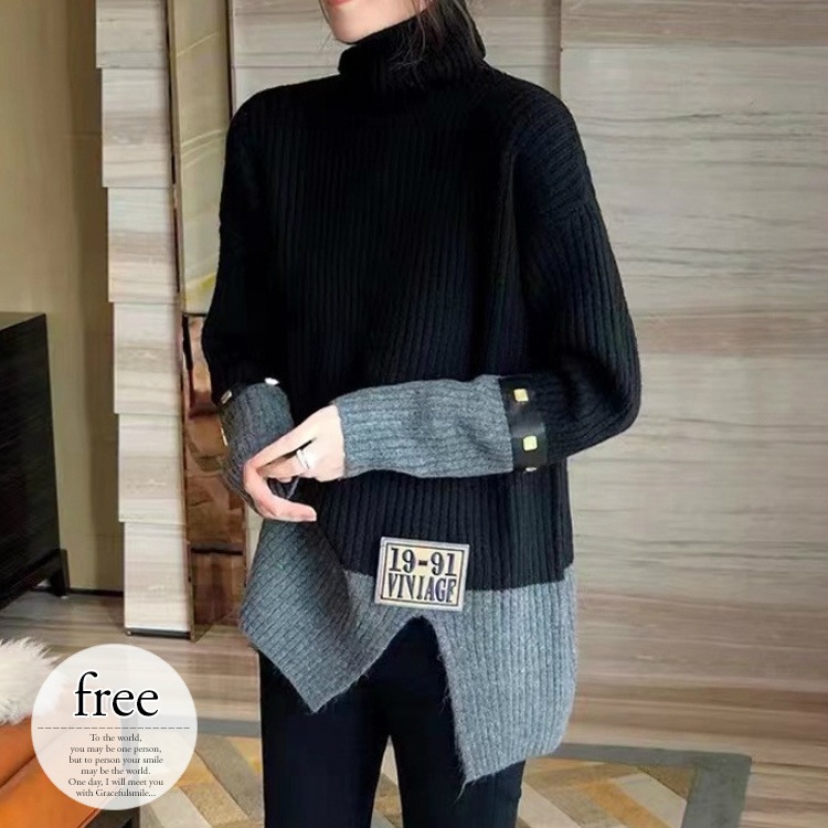 大人クールなバイカラーニット おしゃれ上級者のこなれ感スタイルが完成レディースファッション トップス