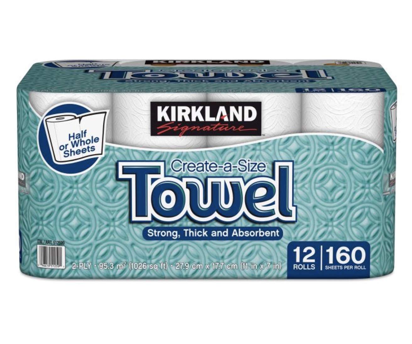 KIRKLAND カークランド シグネチャー ロールタオル(ペーパータオル) 2枚重ね 160カット12ロール