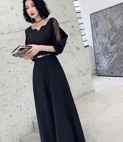 2024 春 ワンピース ウエディング 大人 黒 安い 上品 食事会 結婚式 ドレス パーティードレス お呼ばれ 披露宴