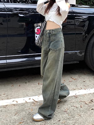 70PCS ジーンズ レトロ ハイウエスト 薄型 ワイド 2025 新作 ドラッグ 女性用 ファッショナブル