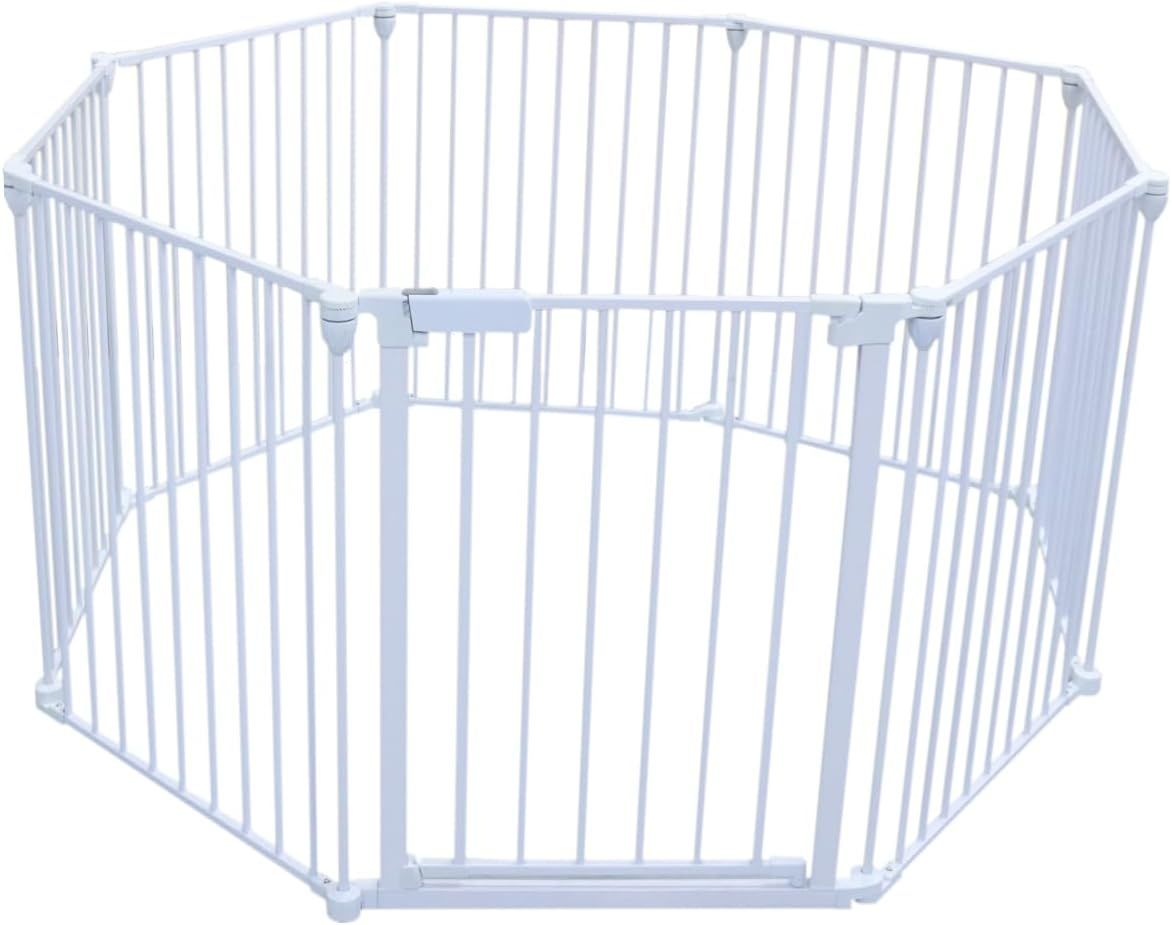 犬 サークル 室内 中大型犬 サークル 折りたたみ 床固定補強ステッカー付き 小型犬 猫 うさぎ 小動物用ゲージ 形組み換え可能 ジョイント式 ダブルロック 折りたたみサークル 爽やかなホワイト 日本