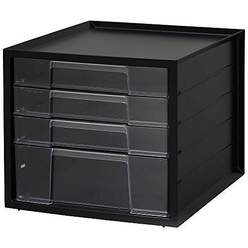 （まとめ買い）レターケース 浅型3段＋深型1段 ブラック LCJ-4D [x3]