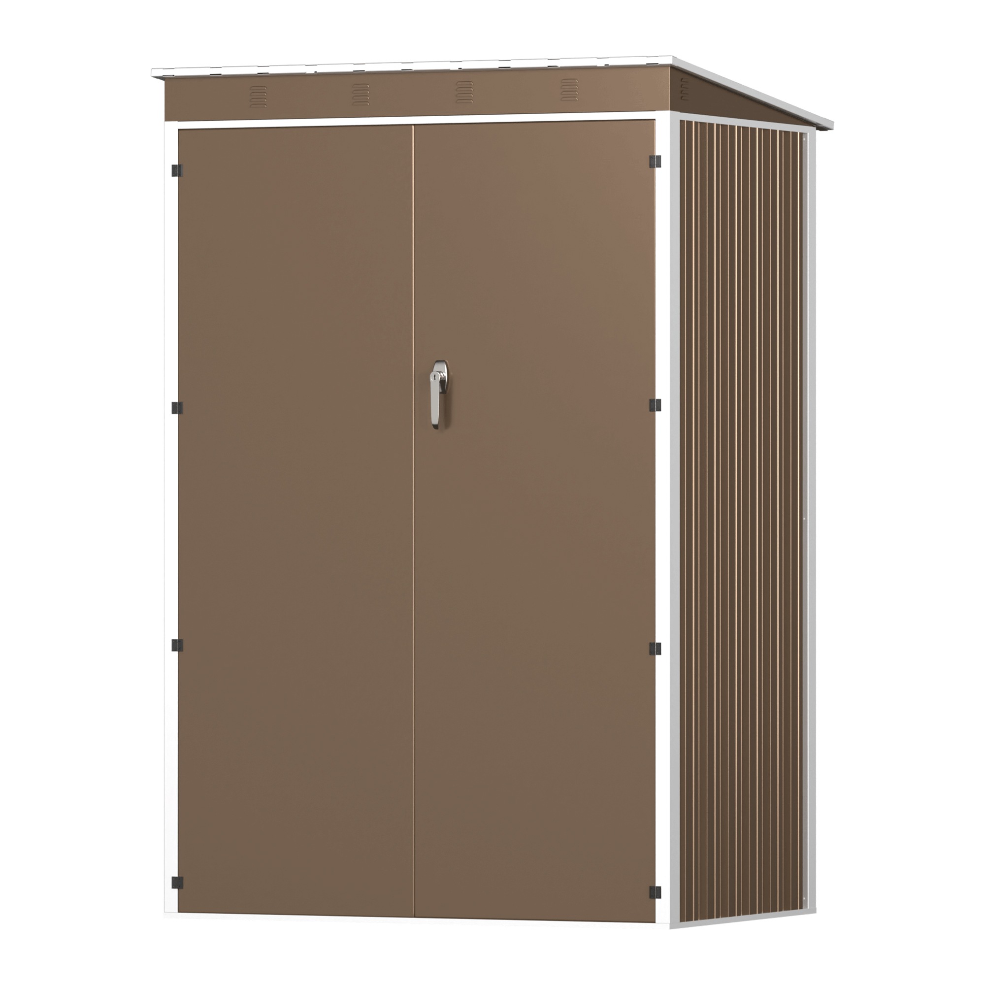 物置 屋外 スチール 倉庫 戸外収納庫 幅120*奥行き90*高185 物置き おしゃれ 大型 収納庫 屋外物置 防さび ベランダ 防水 ドア スチール物置 屋外収納 ガーデニング 庭 新作【ブラウン