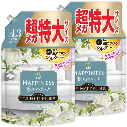 【まとめ買い】[大容量] レノア ハピネス 夢ふわタッチ 柔軟剤 ホワイトティー 詰め替え 1,620mL×2袋