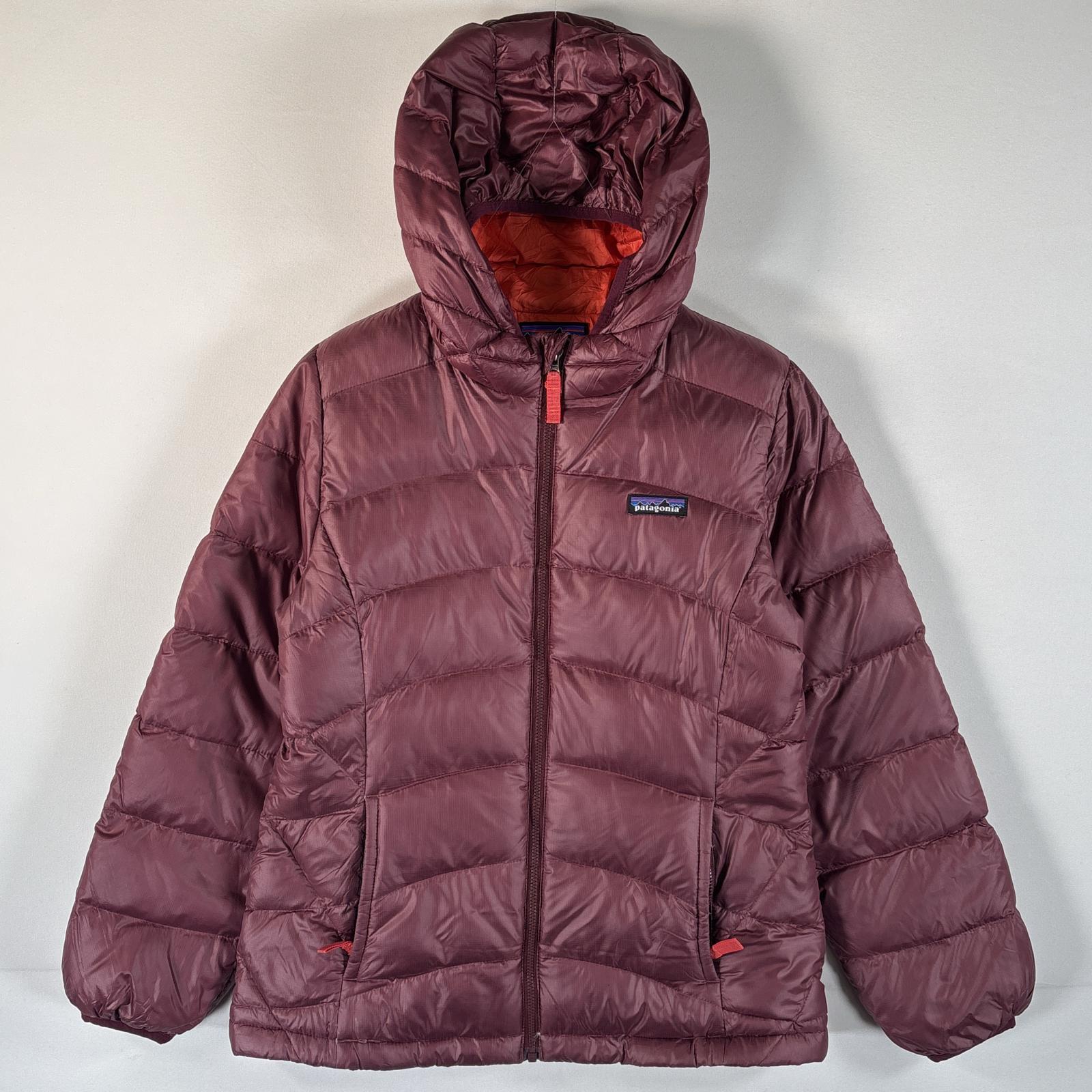 古着 ダウンジャケット ワンポイントロゴ アウトドア パーカー フーディー L 12 レッド系 レディース