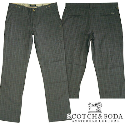 スコッチ&ソーダ スコッチアンドソーダ scotch&soda メンズ スリムストレート コットンパンツ チェック チャコール ズボン ボトムス カジュアル サーフ セレブ ストリート ヨーロピアン