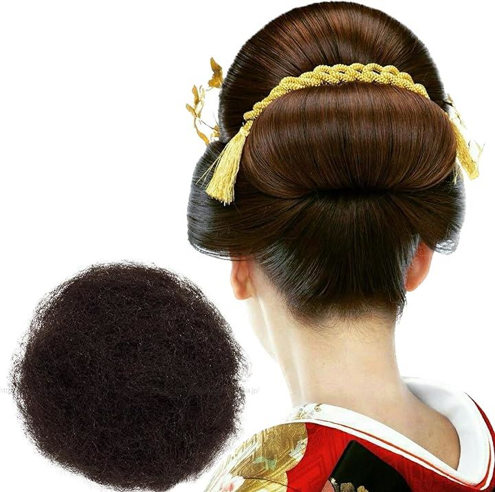 毛たぼでヘアプラス＋ つけ毛 毛綿 すき毛 あんこ 日本髪 和装 ヘアセット ヘアトップ( ナチュラルブラック, 人毛 (50g))