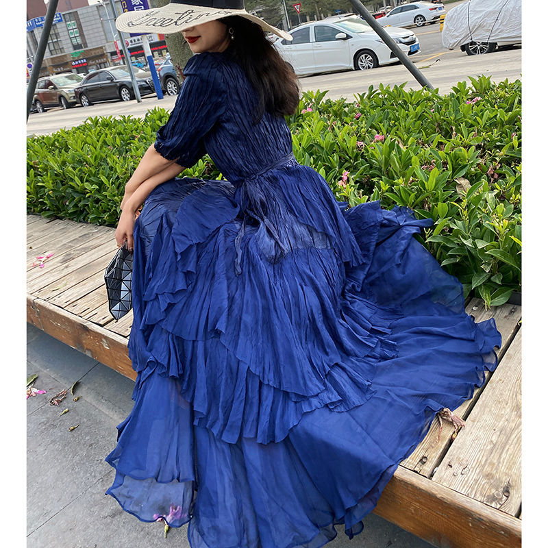 ミヤケプリーツレディース春夏レトロドレス宮廷気質フィッシュテイルケーキウエスト細身ロングスカート 母の日 母の日-0008951 4,934円