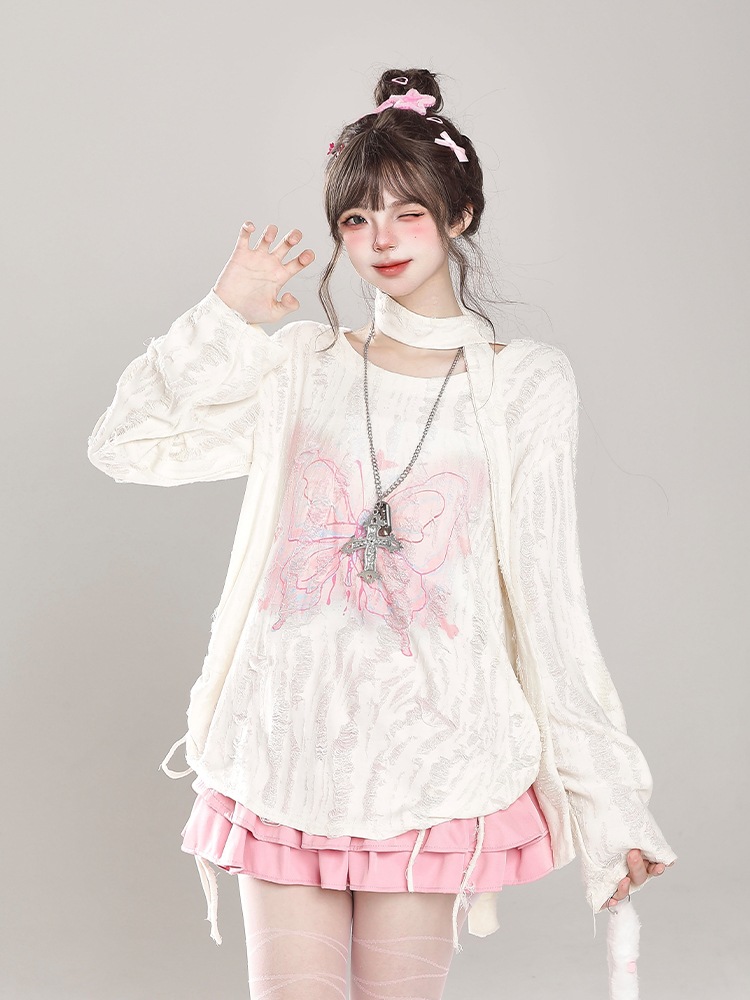 2024秋冬トップス 長袖 ニット セーター レディース薄手韓国風ショート おしゃれ ロンT色っぽ 女っぽ 春スタイルアップカジュアルきれいめ大人サイズファッション系加工フェミニンシルエット かわいい