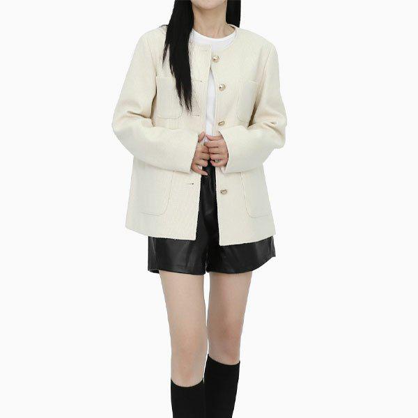 [プレミアム] 女性ツイードジャケット デイリーラウンドジャケット 結婚式ゲストルック アウター SBL001