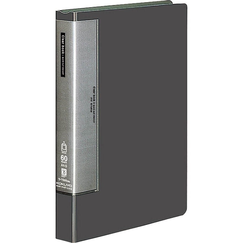 （まとめ買い）クリヤーブック ウェーブカット 固定式 A4縦 60ポケット ダークグレー ラ-T585DM [x3]