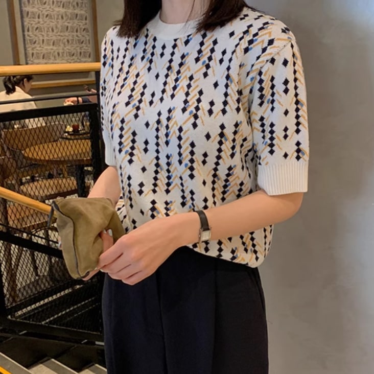 レディース トップス プルオーバー サマーセーター サマーニット 半袖 クルーネック ふわふわ 伸縮性 薄手 かわいい 大人可愛い きれいめ シンプル カジュアル 上品 おしゃれ レトロ こなれ感