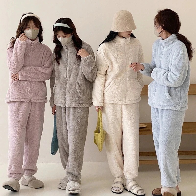 パジャマ セットアップ 柔らかい おしゃれ スイート ウォーム コーリース パジャマ カジュアル フランネル ゆったり ホームウェア30%までに制限