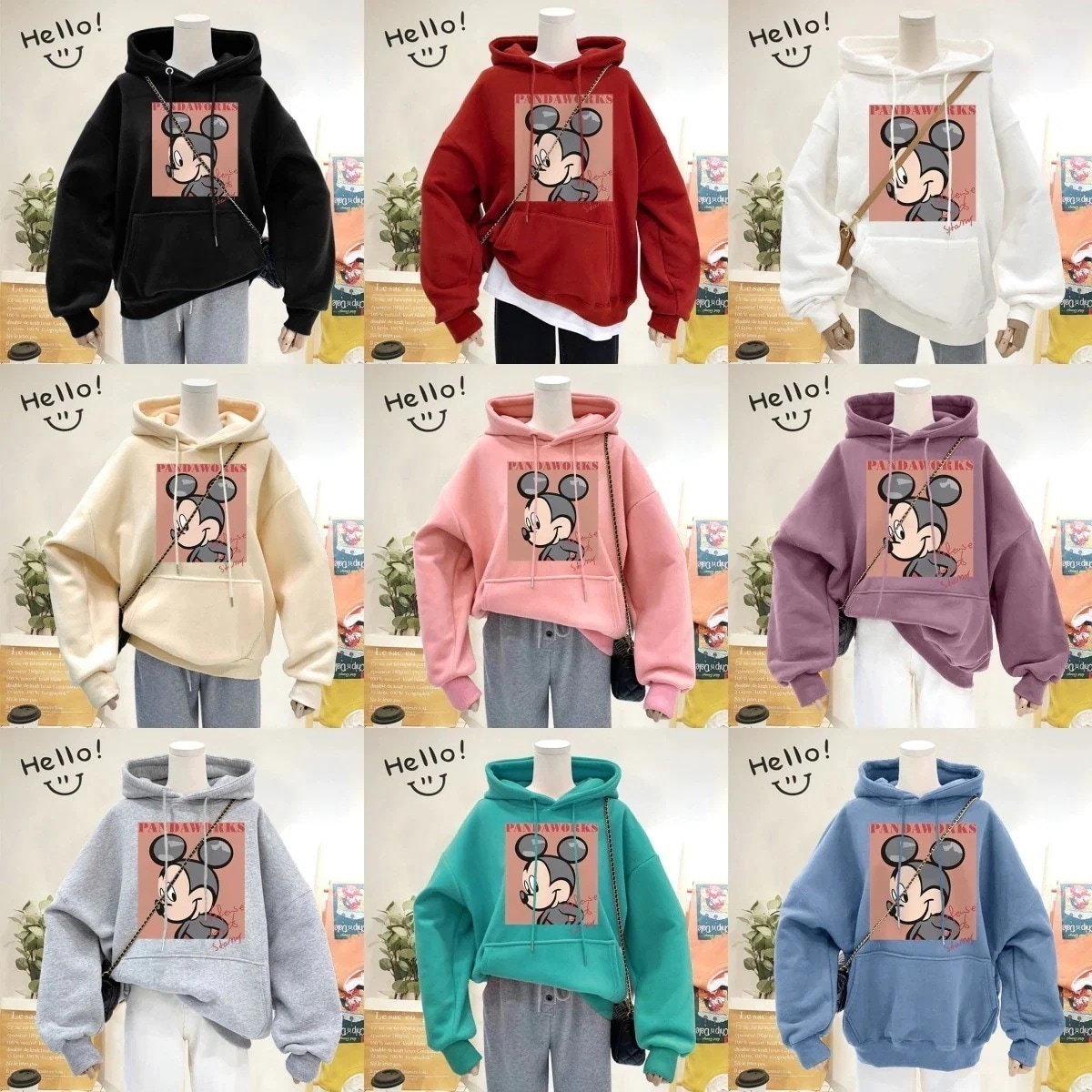 【2個買うと1個無料】【3日内発送】春秋ディズニー ミッキー ペアルックTシャツ/レディース ルームウェア 長袖 Tシャツ 大きいサイズ145