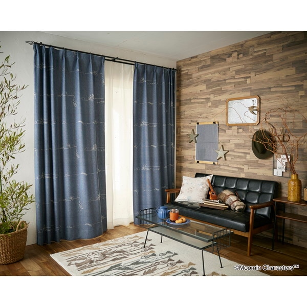 スミノエ ムーミン 遮光カーテン デニムボーダー 100135cm ブルー メーカー直送 4,872円