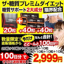 合計約100日分 ザ糖質プレミアムダイエット【20粒+40粒+40粒】最大40倍濃縮糖質制限サポート2大成分限界配合ザ糖質プレミアムダイエット