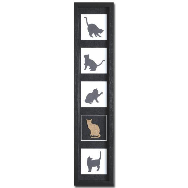 ファブリックパネル アートフレーム おしゃれ デザイン 壁掛け ウォールデコレーション Silence Cat ネコ 猫 ねこ 額入り 113x513mm