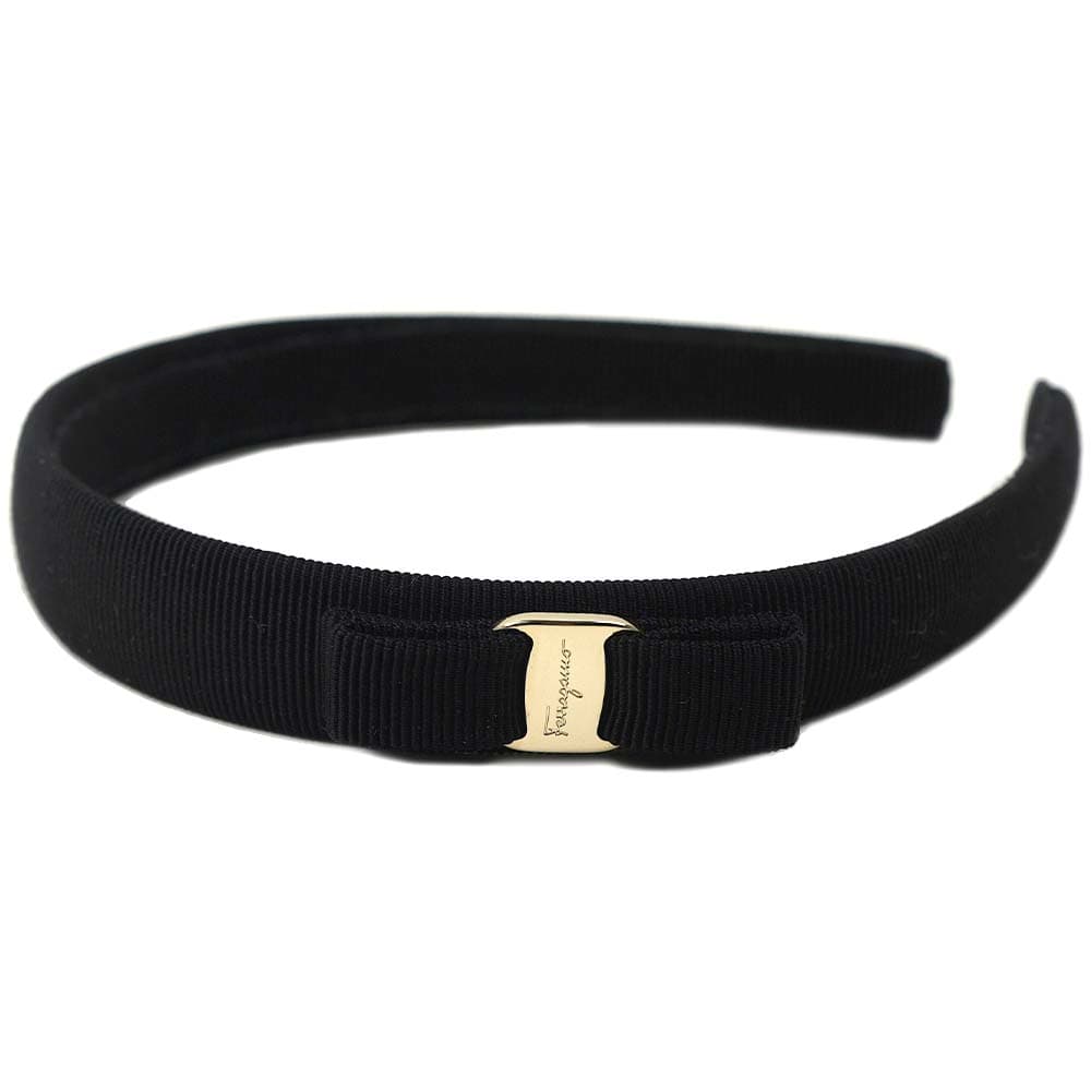 フェラガモ カチューシャ ヘアバンド ヘアアクセサリー ヘッドバンド ブラック FERRAGAMO VARA COTTON/RAYON NERO/ORO 340086 0064 0237 340086
