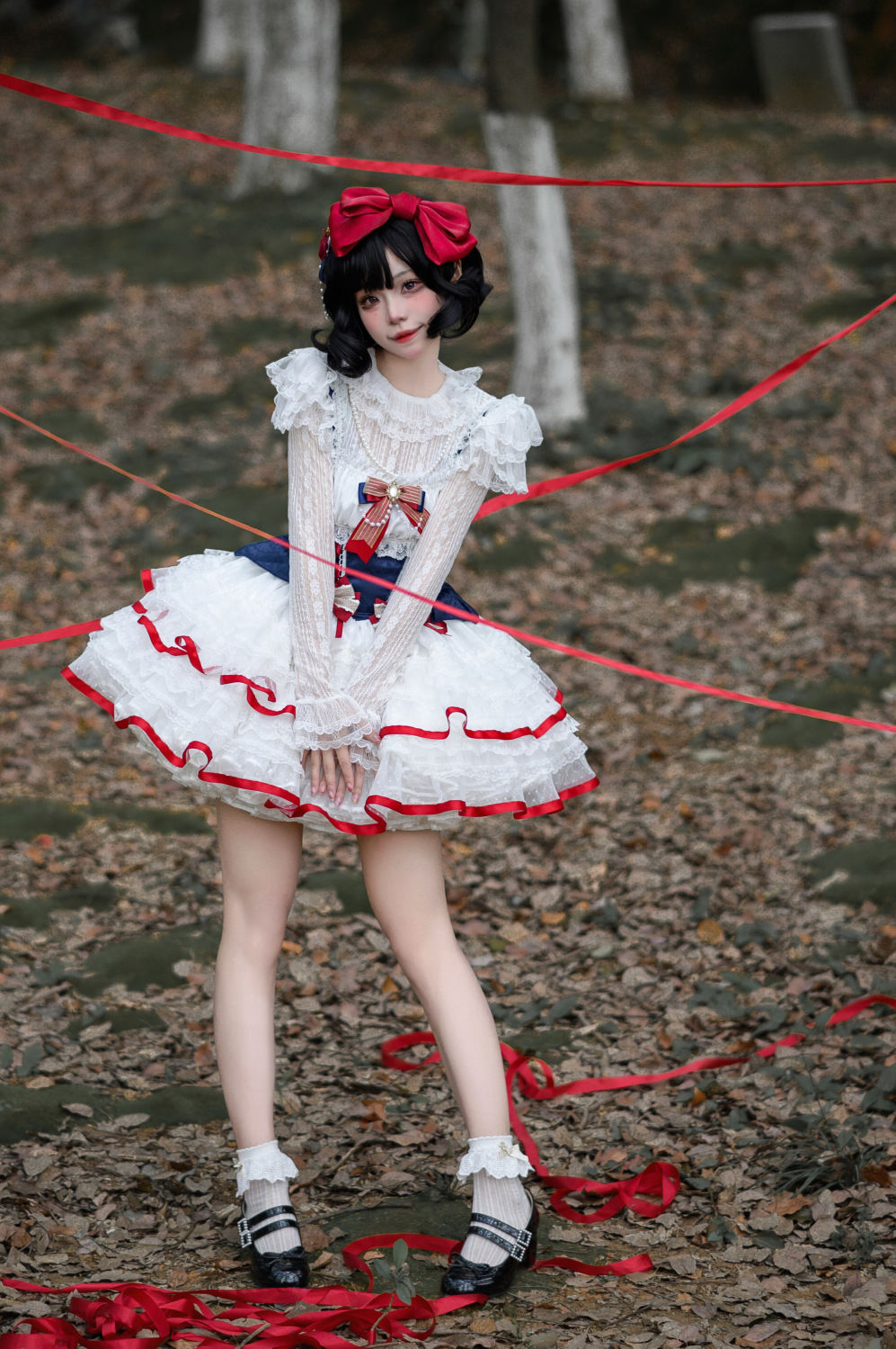 可愛いロリータ服 雪姫風 編み上げ ロリータワンピース ジャンパースカート 甘ロリータ プリンセスドレス 可愛いワンピース フリル フレアワンピース 萌えLolita 大人コスチューム ゴスロリ ハ