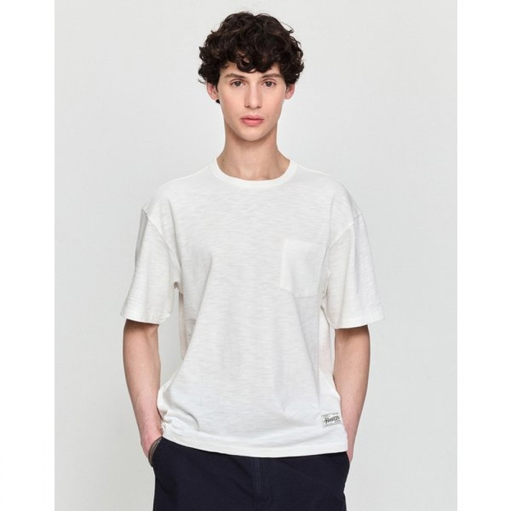 [25SS] ホワイトスラブリラックスフィットクルーネックTシャツHZTS5B503WT