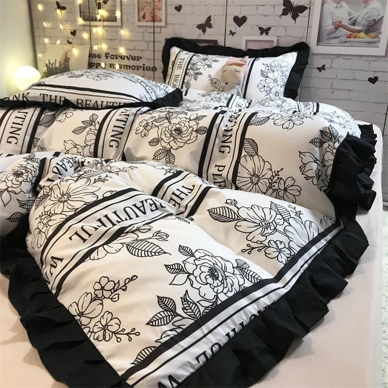 寝具セット 布団カバー ベットシーツ 枕カバー４点セット 3サイズ おしゃれ 色柄 揃え レトロ風　１０色寝具４点セット店内全品30％オフ