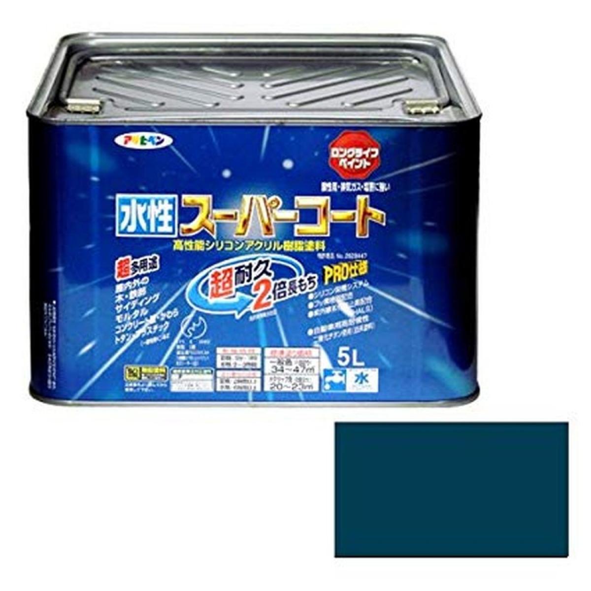 アサヒペン ペンキ 水性スーパーコート 水性多用途 オーシャンブルー 5L
