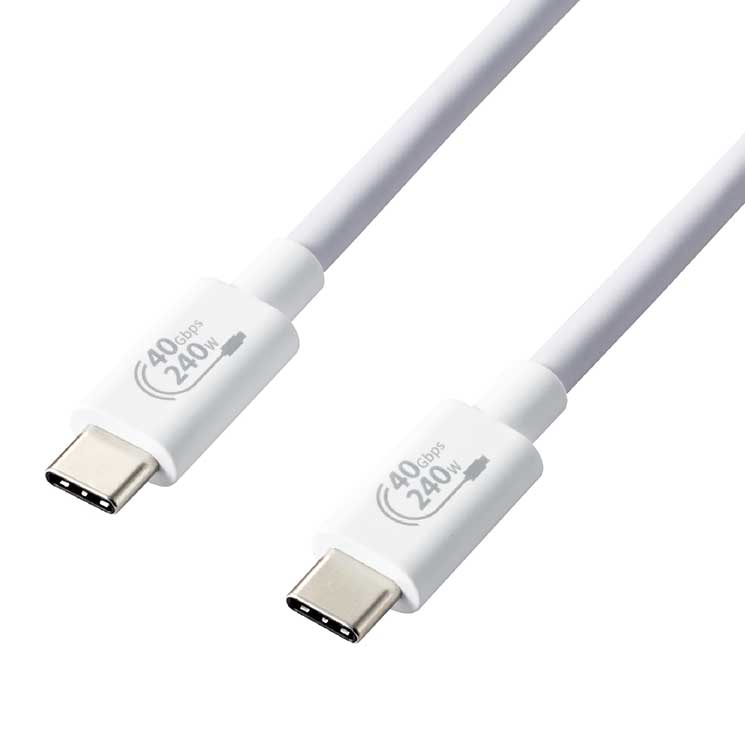 USB Type-cケーブル 4.0 PD EPR対応 240W （USB-C to USB-C） 1m ホワイト