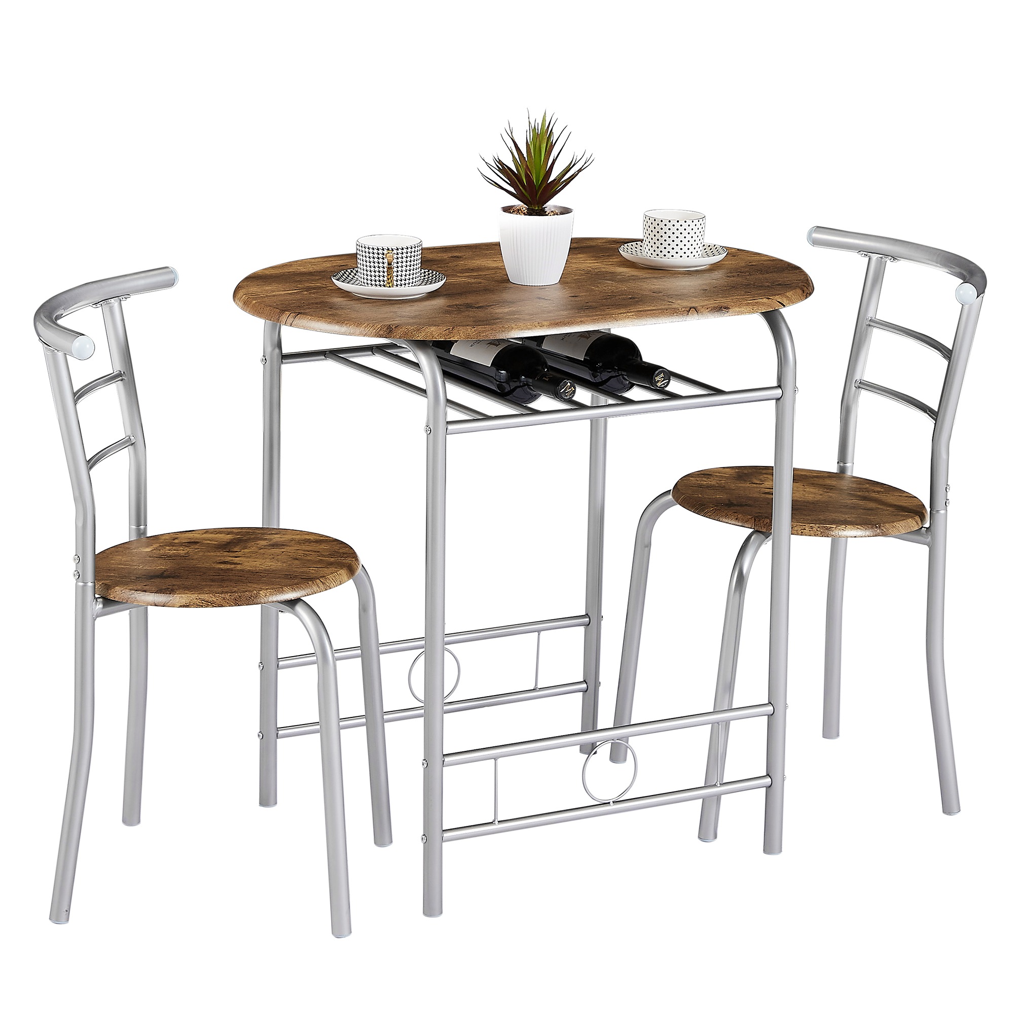 ダイニングテーブルセット 2人掛け 2人用 3点セット テーブル1点 とチェア2点 北欧 おしゃれ 食卓 木製 スチール