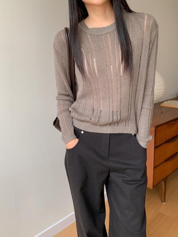 秋のダメージニットTシャツ