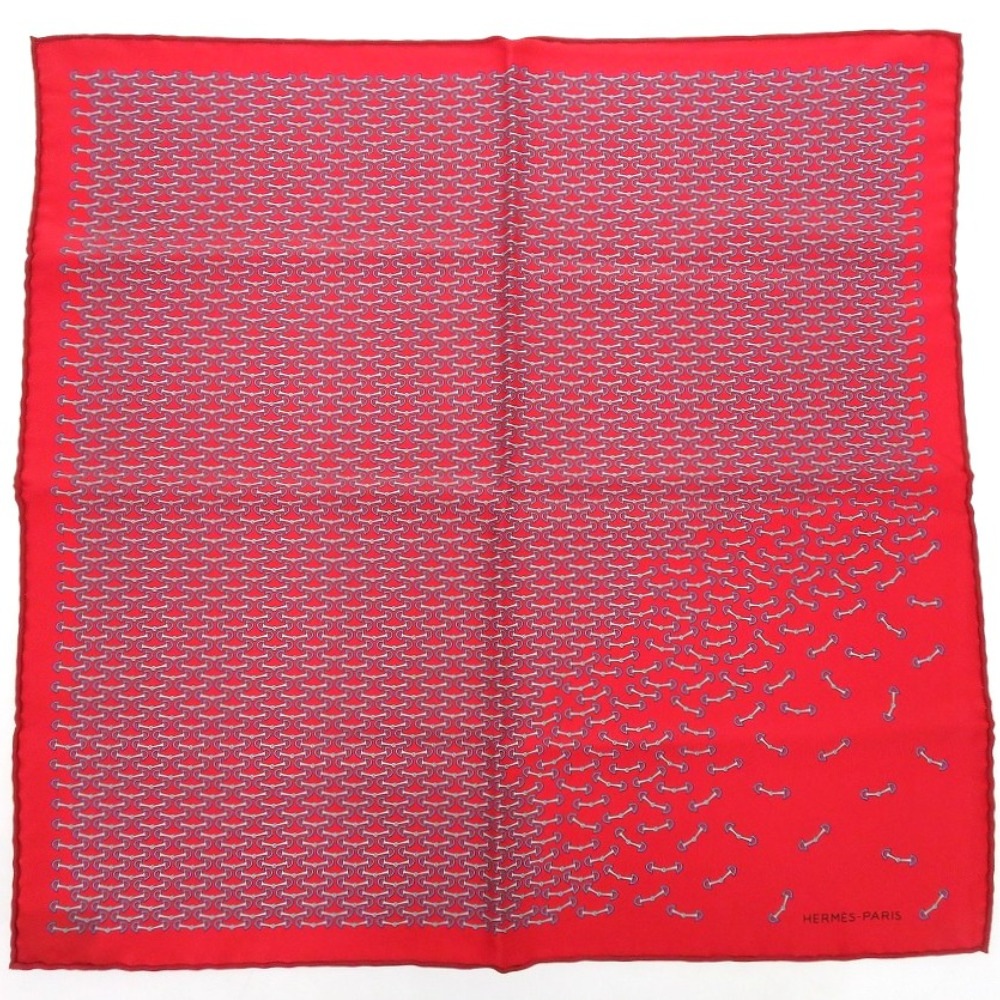 美品 カレ45 プチカレ ボール柄 玉 ガヴロッシュ スカーフ シルク/シルク レッド 0193【中古】 レディース