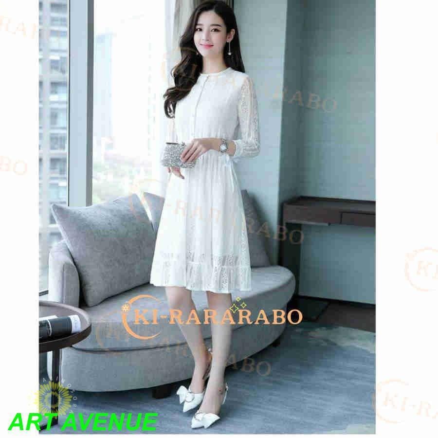 ワンピース レディース レース 春夏秋 長袖 きれいめ 上品 膝丈ワンピース 40代 Aライン 大きいサイズ パーティードレス 韓国風 おしゃれ 通勤 着痩せ 結婚式
