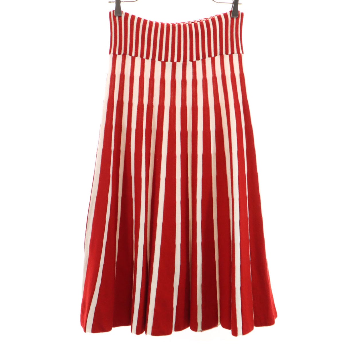 イタリア製 ニット ロングスカート S レッド系 レディース 古着