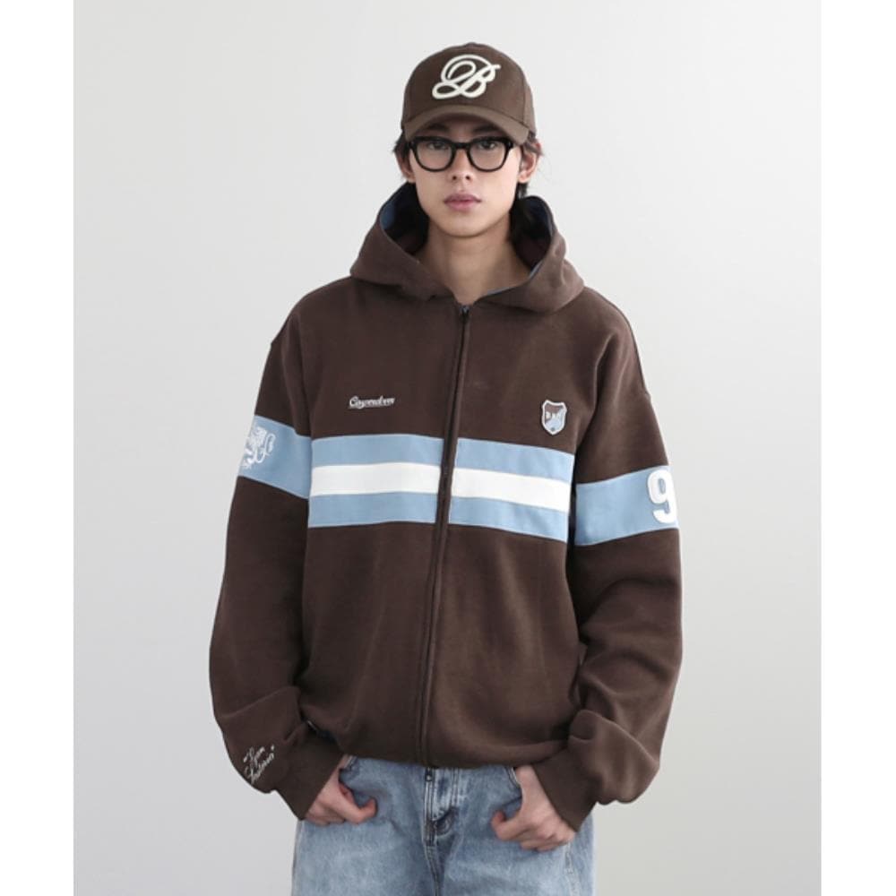BADBLOOD Badblood Sports Rugby Hoodie Zip-Up Brown w-hde