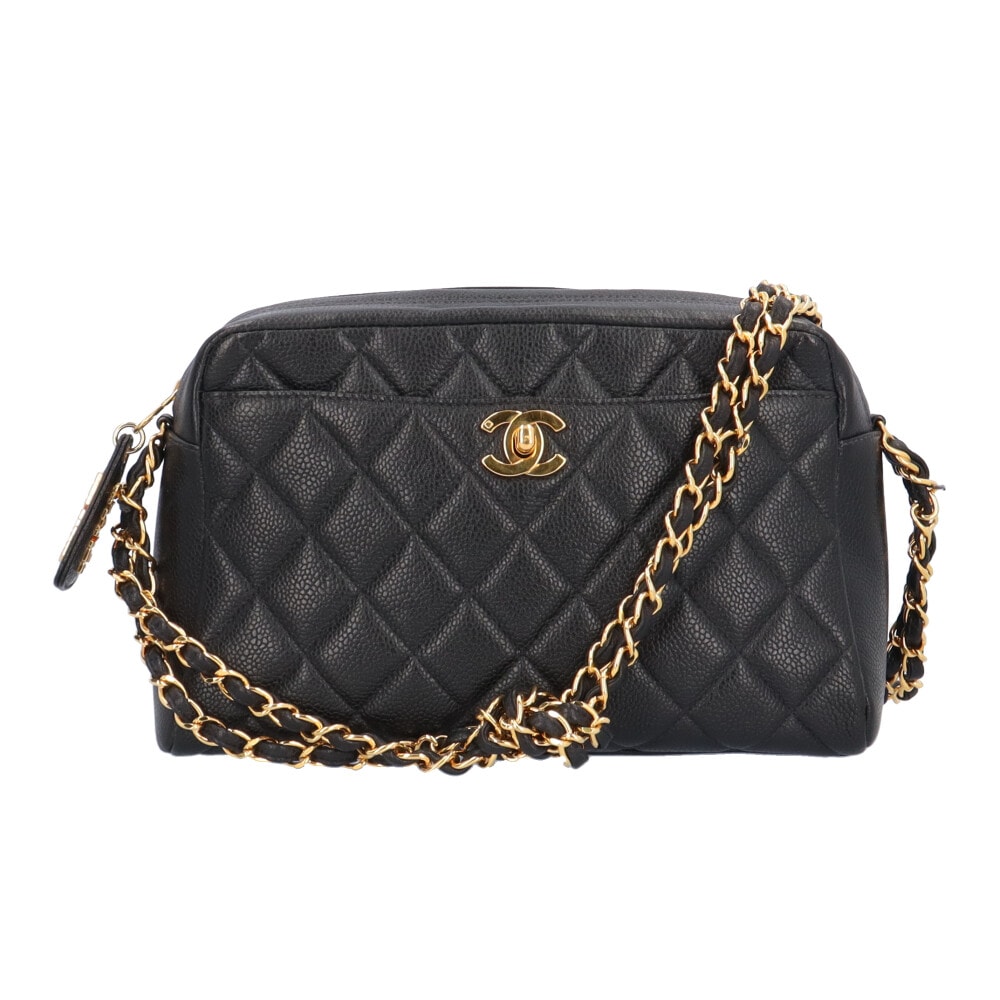 シャネル マトラッセ ショルダーバッグ キャビアスキン ブラック CHANEL 中古