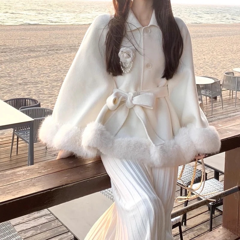 新『日の昭雪リバーシブルウールウールウールウールウールコート女マントコート』