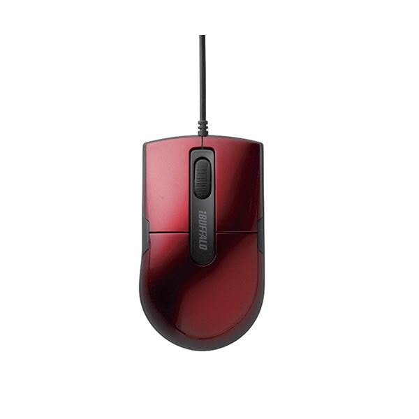 （まとめ） バッファロー 有線BlueLEDマウス 静音 3ボタンSサイズ レッド BSMBU26SSRD 1個 10セットその他PC用アクセサリー