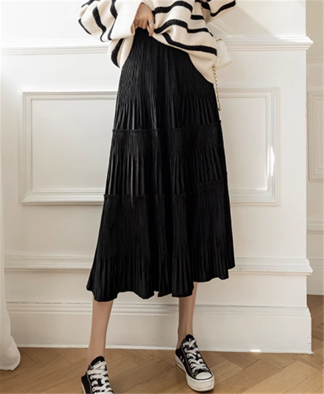 スカート ロングスカート フレアスカート プリーツ ミモレ丈 ハイウエスト ティアード 大人可愛い きれいめ シンプル カジュアル 上品 お洒落 大人女子 こなれ感 個性的 エレガント モダン 主役級