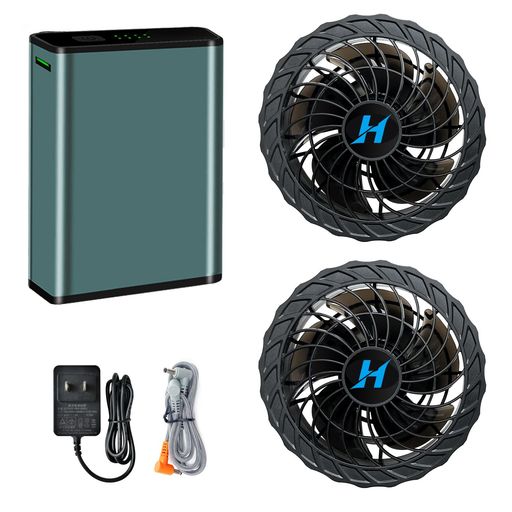 作業服用 ファンバッテリーセット 20V高出力 20000MAH大容量 暴風ファン 4段階風力調節 超長時間連続稼働 扇風機付きベスト用 9CM服穴径対応 熱中症対策