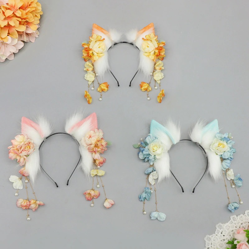 ハロウィン中華娘ヘアアクセコミック展漢服娘コスプレ道具狼耳狐耳獣耳娘カチューシャ