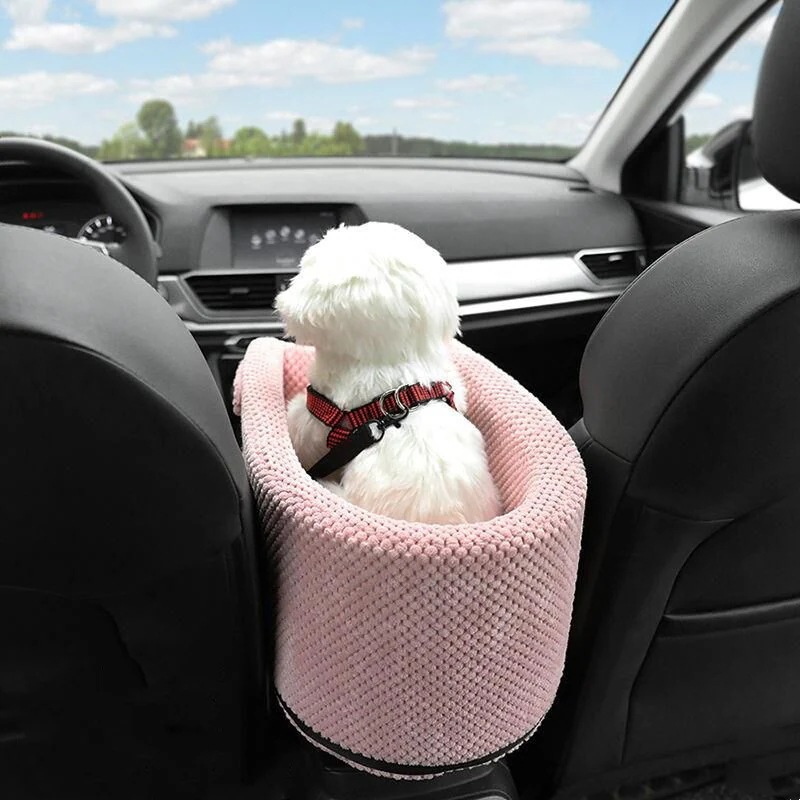 ドライブボックス 中小型犬猫 ドライブ用品 犬猫用ベッド ペット用安全シート 肘掛け 車載クッション カーベッド ドライブシート 取り付け ふわふわ