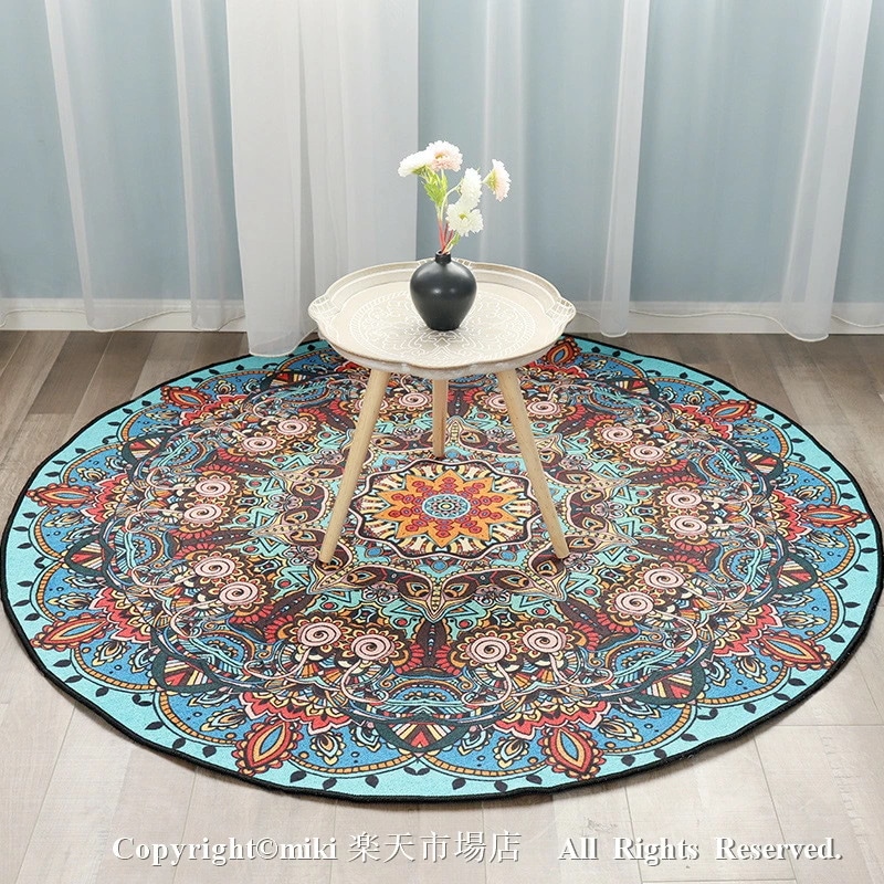 ラグ ラグマット カーペット 円形 丸いラグ 円型 おしゃれ 花柄 ホットカーペット カバー 床暖房対応 洋室 洋風 厚手 ラグ ラグマット オールシーズン 洗える 滑り止め付 絨毯 高級 コットン
