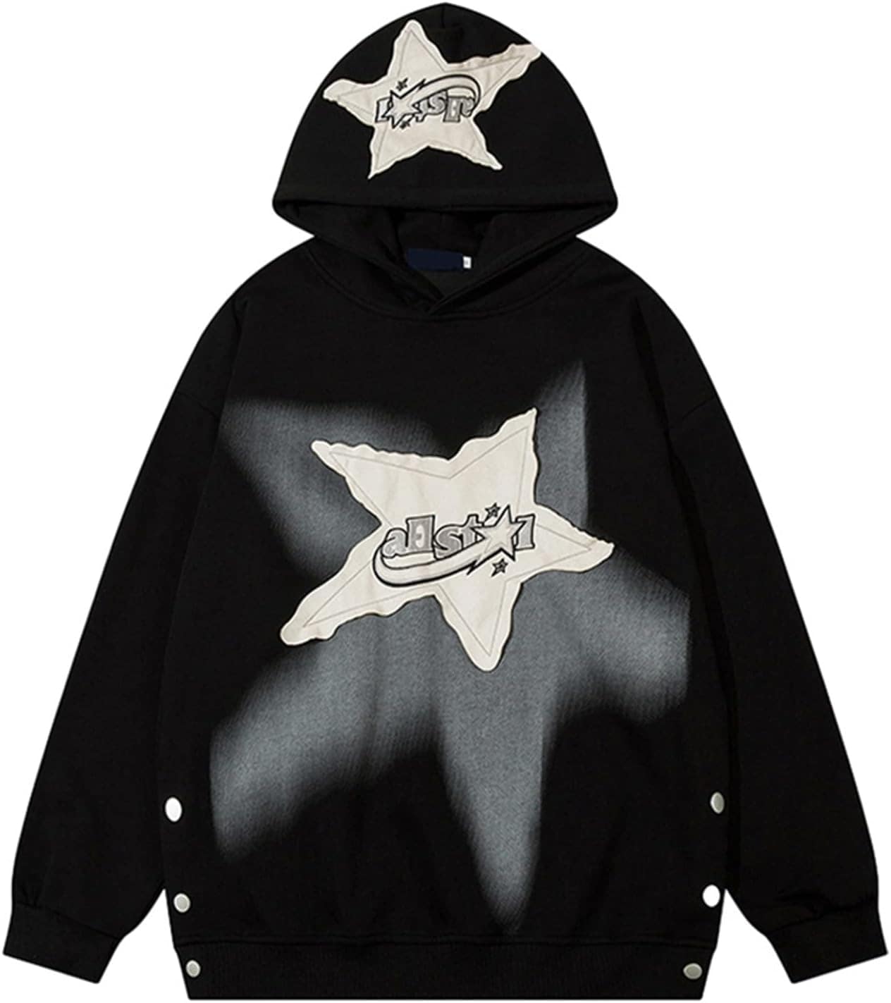 フルオーバー メンズ 小さめ 星柄 長袖パーカー フード付き レディース ボタン 春服 秋服 上着 ヒップホップ 個性的 ストリート 日常着用 柔らかい肌触り 快適 薄い手 通学 マウンテン