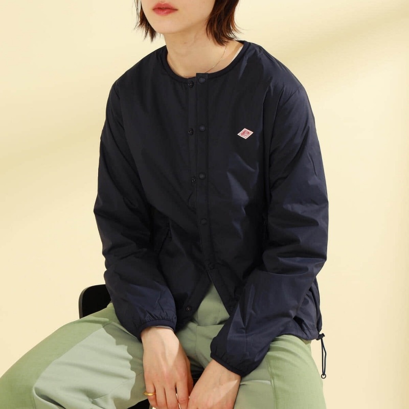 【早割SALE！】ダントン ナイロンストレッチタフタ インサレーション ジャケット ノーカラー 中綿 インナージャケット レディースファッション